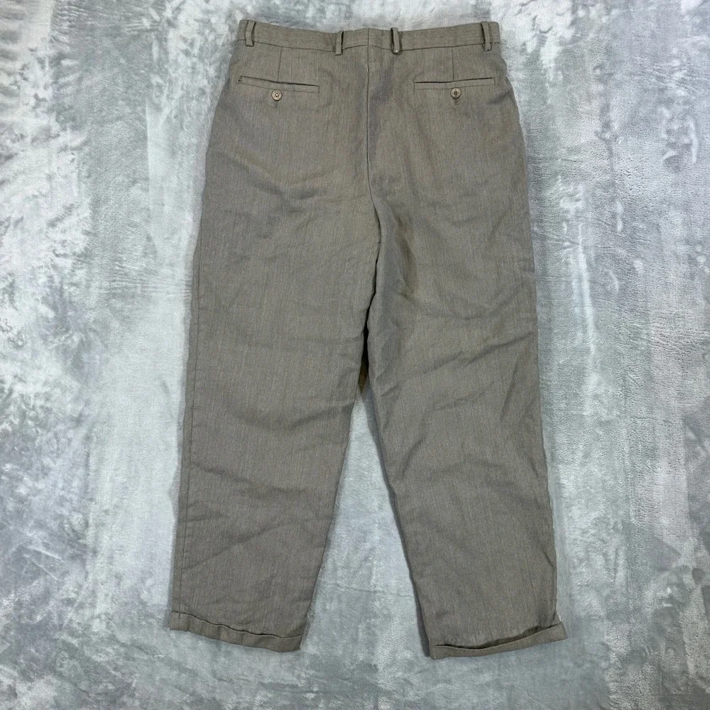 Zanella Pleated Wool Dress Pants Men's Size 35x34 Taupe Brown Italy